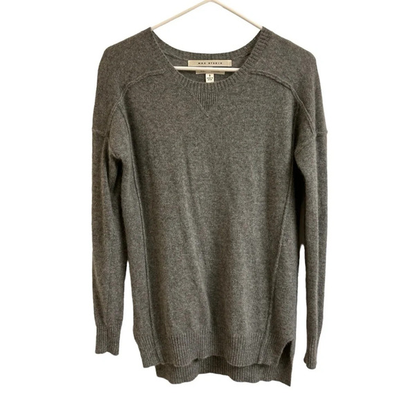 Max Studio Womens Sm Heather Gray 2 Ply Cashmere Dolman Sleeve Crew Neck Sweater - Picture 1 of 7